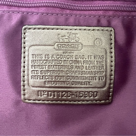 COACH Madison Sophia Satchel Purse Bag Metallic Pewter 15960 Vintage Stagecoach - Picture 11 of 13